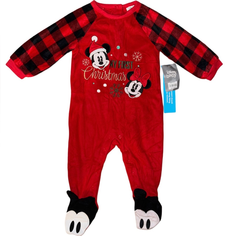 Disney Red and Black Mickey Mouse Holiday Footie